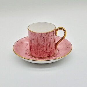 Royal Albert Gossamer Pink Gold Trim Bone China Flat Demitasse Cup Saucer
